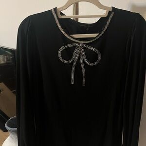 Adrienne Vittadini Black Blouse with Silver Accents